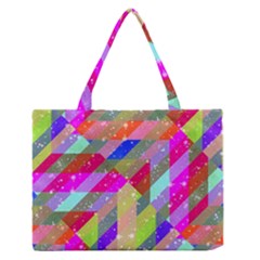 Multicolored Party Geo Design Print Zipper Medium Tote Bag