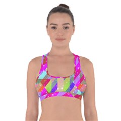 Multicolored Party Geo Design Print Cross Back Sports Bra by dflcprintsclothing