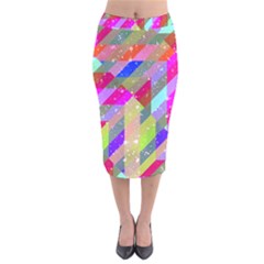 Multicolored Party Geo Design Print Velvet Midi Pencil Skirt by dflcprintsclothing