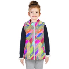 Multicolored Party Geo Design Print Kids  Hooded Puffer Vest by dflcprintsclothing