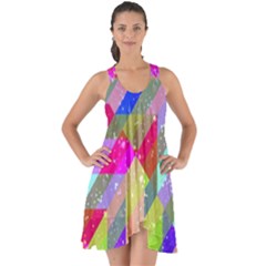 Multicolored Party Geo Design Print Show Some Back Chiffon Dress