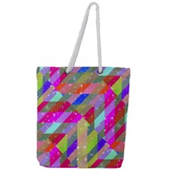 Multicolored Party Geo Design Print Full Print Rope Handle Tote (large)