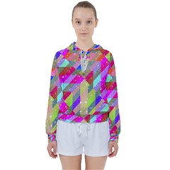 Multicolored Party Geo Design Print Women s Tie Up Sweat by dflcprintsclothing