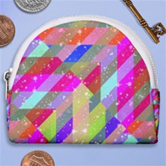 Multicolored Party Geo Design Print Horseshoe Style Canvas Pouch by dflcprintsclothing