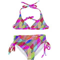 Multicolored Party Geo Design Print Kids  Classic Bikini Set by dflcprintsclothing