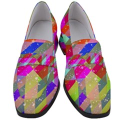 Multicolored Party Geo Design Print Women s Chunky Heel Loafers by dflcprintsclothing