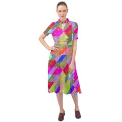 Multicolored Party Geo Design Print Keyhole Neckline Chiffon Dress by dflcprintsclothing