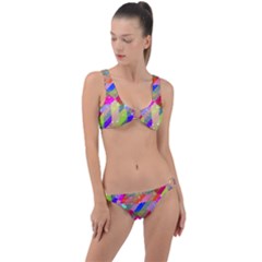 Multicolored Party Geo Design Print Ring Detail Crop Bikini Set by dflcprintsclothing