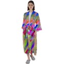 Multicolored Party Geo Design Print Maxi Satin Kimono View1