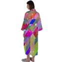 Multicolored Party Geo Design Print Maxi Satin Kimono View2