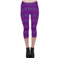 Metal Flower In Fauna Pop Art Capri Leggings  by pepitasart