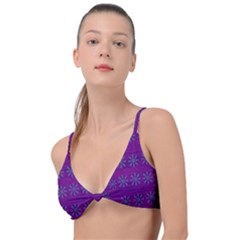 Metal Flower In Fauna Pop Art Knot Up Bikini Top