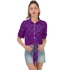 Metal Flower In Fauna Pop Art Tie Front Shirt 