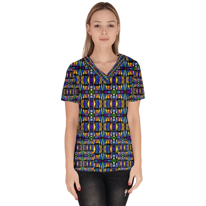 ABSTRACT-S-1 Women s V-Neck Scrub Top