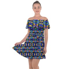 Abstract-s-1 Off Shoulder Velour Dress by ArtworkByPatrick