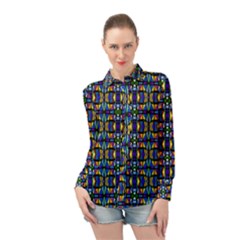 ABSTRACT-S-1 Long Sleeve Chiffon Shirt