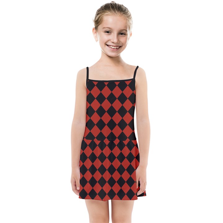 Block Fiesta - Apple Red & Black Kids  Summer Sun Dress