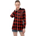 Block Fiesta - Apple Red & Black Long Sleeve Satin Shirt View1