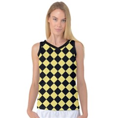 Block Fiesta - Blonde Yellow & Black Women s Basketball Tank Top by FashionBoulevard