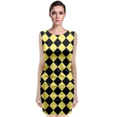 Block Fiesta - Blonde Yellow & Black Classic Sleeveless Midi Dress