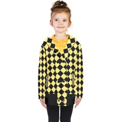 Block Fiesta - Blonde Yellow & Black Kids  Double Breasted Button Coat by FashionBoulevard