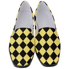 Block Fiesta - Blonde Yellow & Black Women s Classic Loafer Heels by FashionBoulevard