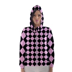 Block Fiesta - Blush Pink & Black Women s Hooded Windbreaker by FashionBoulevard