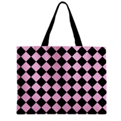 Block Fiesta - Blush Pink & Black Zipper Mini Tote Bag by FashionBoulevard