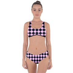 Block Fiesta - Blush Pink & Black Criss Cross Bikini Set by FashionBoulevard