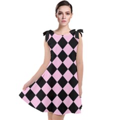 Block Fiesta - Blush Pink & Black Tie Up Tunic Dress