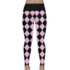 Block Fiesta - Blush Pink & Black Lightweight Velour Classic Yoga Leggings by FashionBoulevard