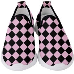 Block Fiesta - Blush Pink & Black Kids  Slip On Sneakers by FashionBoulevard