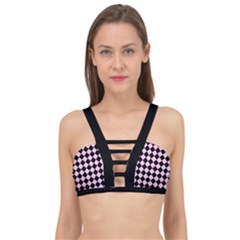 Block Fiesta - Blush Pink & Black Cage Up Bikini Top