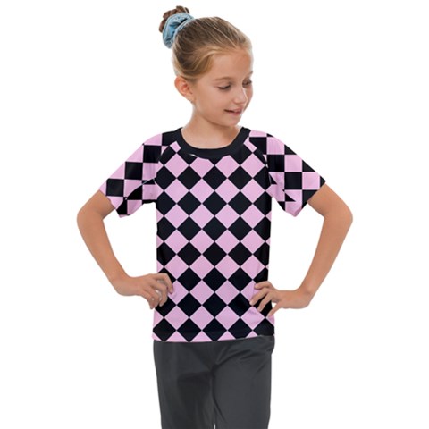 Block Fiesta - Blush Pink & Black Kids  Mesh Piece Tee by FashionBoulevard