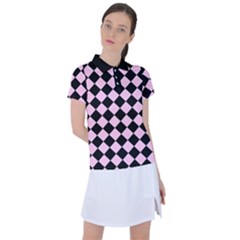 Block Fiesta - Blush Pink & Black Women s Polo Tee