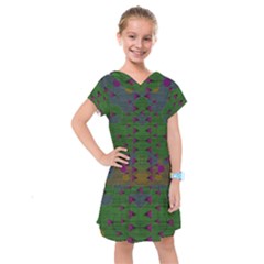 Happy Flower Fish Living In Peace On The Reef Kids  Drop Waist Dress by pepitasart