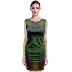 Happy Flower Fish Living In Peace On The Reef Sleeveless Velvet Midi Dress by pepitasart