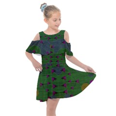 Happy Flower Fish Living In Peace On The Reef Kids  Shoulder Cutout Chiffon Dress by pepitasart