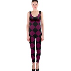 Block Fiesta - Boysenberry Purple & Black One Piece Catsuit by FashionBoulevard