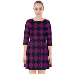 Block Fiesta - Boysenberry Purple & Black Smock Dress by FashionBoulevard