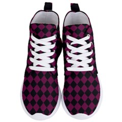 Block Fiesta - Boysenberry Purple & Black Women s Lightweight High Top Sneakers by FashionBoulevard