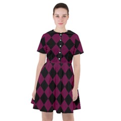 Block Fiesta - Boysenberry Purple & Black Sailor Dress by FashionBoulevard