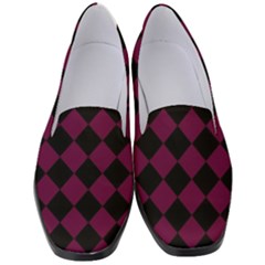 Block Fiesta - Boysenberry Purple & Black Women s Classic Loafer Heels by FashionBoulevard