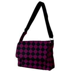 Block Fiesta - Boysenberry Purple & Black Full Print Messenger Bag (l)