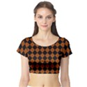 Block Fiesta - Burnt Orange & Black Short Sleeve Crop Top View1