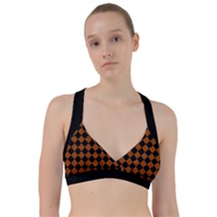 Block Fiesta - Burnt Orange & Black Sweetheart Sports Bra