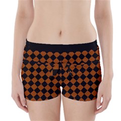 Block Fiesta - Burnt Orange & Black Boyleg Bikini Wrap Bottoms by FashionBoulevard