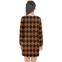 Block Fiesta - Burnt Orange & Black Long Sleeve Chiffon Shift Dress  View2