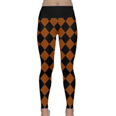 Block Fiesta - Burnt Orange & Black Lightweight Velour Classic Yoga Leggings by FashionBoulevard