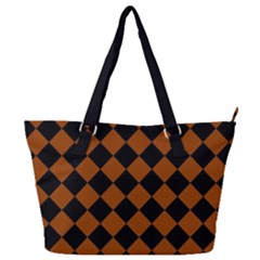 Block Fiesta - Burnt Orange & Black Full Print Shoulder Bag by FashionBoulevard